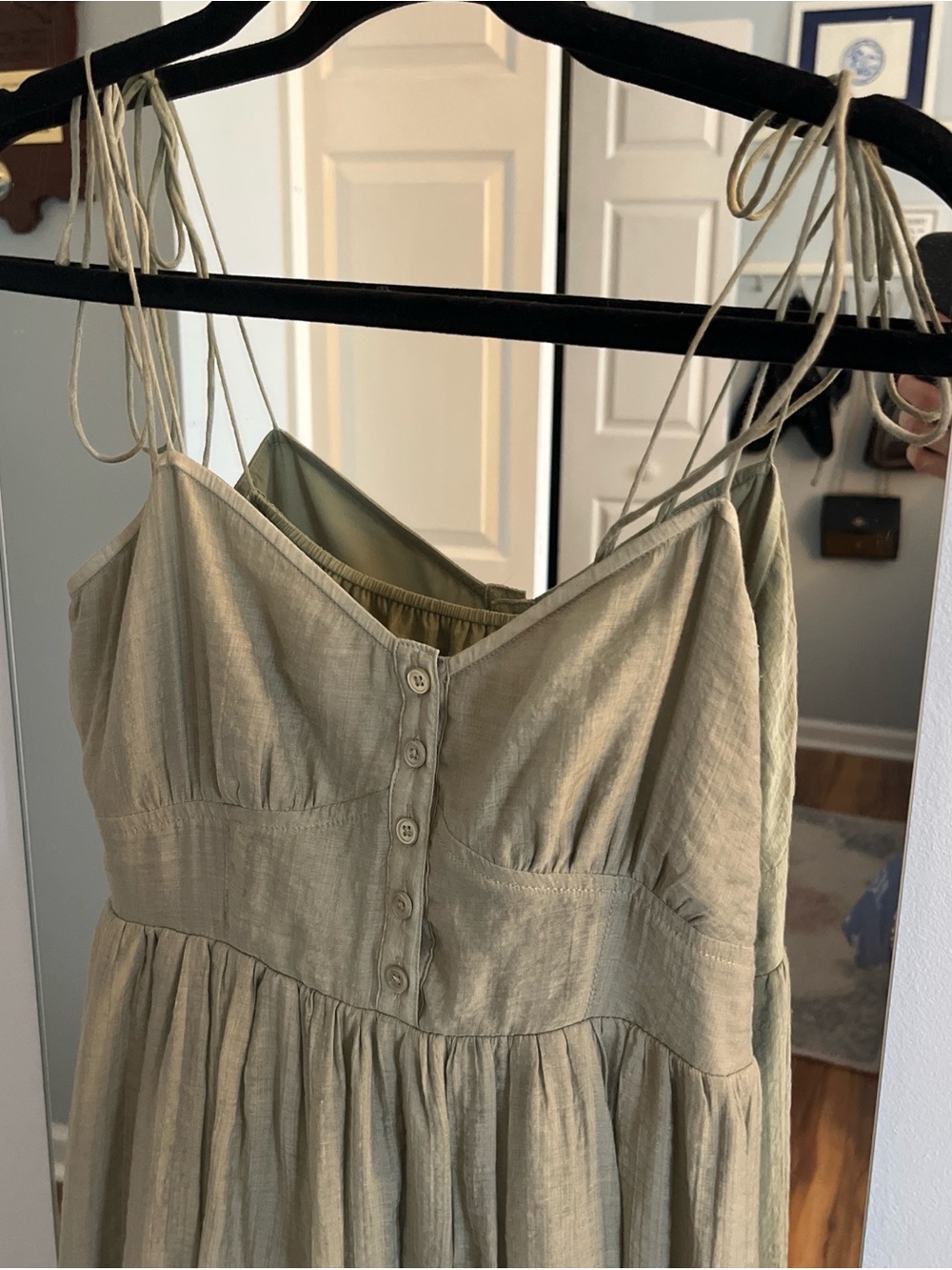Oak + Fort Olive Green midi dress (size Small)